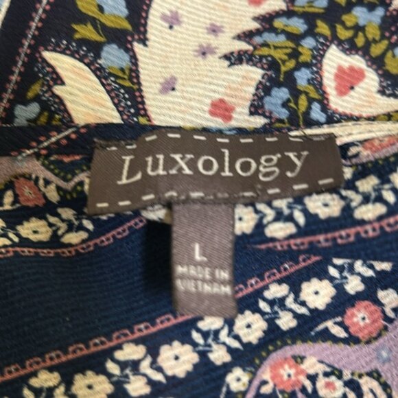 Luxology Cold Shoulder Bohemian Pattern High Low Bloe Size L Hippy Girl - Picture 4 of 5